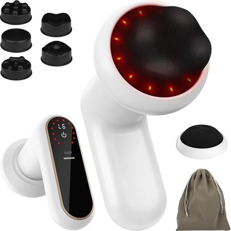 Masseur Anti Cellulite Électrique Rechargeable Appareil Massage Cellulite 6 Niveaux 3 Modes 5 Têtes Massage 1 Housse en Tissu Remplaçable Pour Remodelage et Perte de Poids Corps Jambes Ventre Bras (1/5)