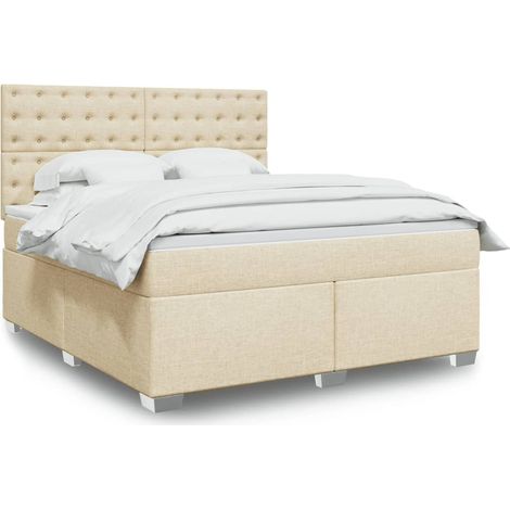 Boxspringbett mit Matratze Creme 180x200 cm Stoff