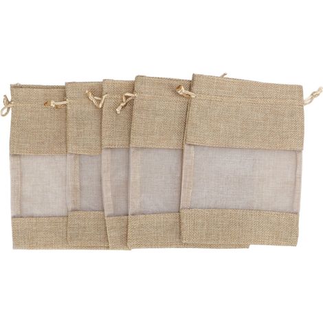 15 sacs à cordon transparents en coton uni, pochettes cadeaux pour fêtes (1/5)