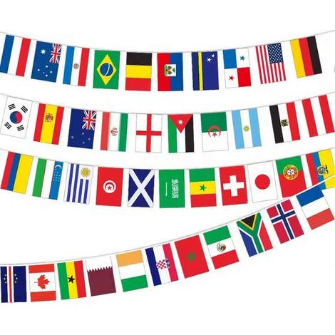 Guirlande de drapeaux pour la Coupe du Monde, ornée des drapeaux des 48 pays. Décoration murale idéale pour les passionnés de culture britannique. Décoration murale pour le salon. (1/5)