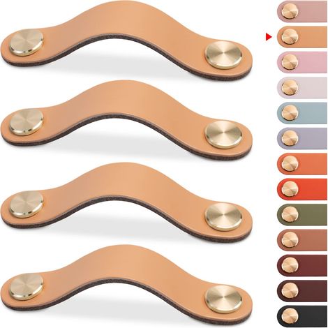 Set mit 4 Schubladengriffen aus Leder, Schubladenknöpfen, Küchenmöbelgriffen, Lederschubladengriffen, geeignet für Schränke, Kleiderschränke, Kommoden, Schränke