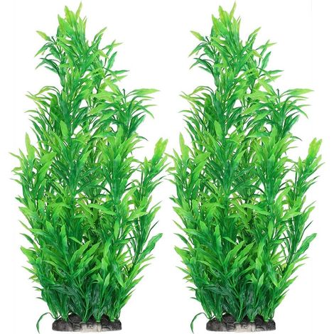 2 pièces Herbe Verte Artificielle, Simulation Herbe Verte Plante Aquatique Plantes Aquatiques pour Aquarium décor Ornement décoration sous-Marin en Plastique (1/5)