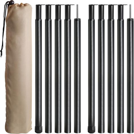 Lot de 2 Barres de Tente télescopiques en Acier Inoxydable, Mâts de Tente de bâche 43 à 200 cm (19 mm) avec Sac de Rangement pour bâches et abris de Camping, Voile d'ombrage (1/5)