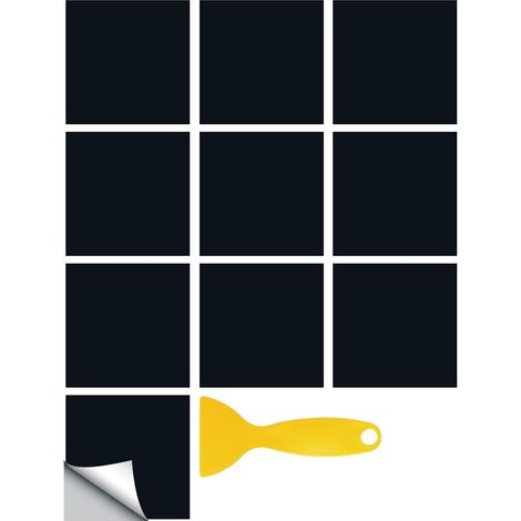Adhesive Wall Tiles for Kitchen, Bathroom, Solid Color Rectangular Adhesive Backsplash for Kitchen, Self-Adhesive PVC Wall Tile (Black, 20x20cm) (1/5)