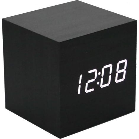 Wecker aus Holz – Mini-LED-Digitaluhr mit 3 Helligkeitsstufen und Sprachsteuerung. Ideal für Familienausflüge. (1/5)