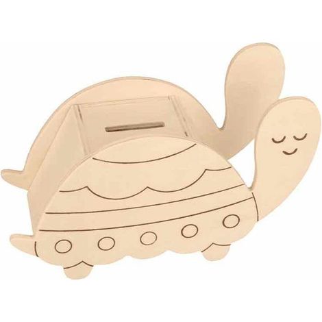 Tirelire en bois Tortue - 18,5 x 7 x 13 cm