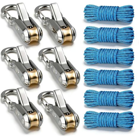 Tendeur de rouleau de came à réglage rapide, corde et boucle rétractables robustes, 6 pièces, pour Camping en plein air, bateau, stockage à domicile. (1/5)
