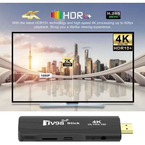 Cellfast – TV Box Stick Android TV 4K HDR – Processeur quadricœur 1,2 GHz – WiFi 6 – Compatible Netflix et YouTube – Télécommande Google TV