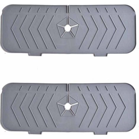 Deux tapis de vidange pour évier de cuisine, des protections anti-éclaboussures pour robinet et des tapis de guidage pour drain de salle de bain (couleur : gris).