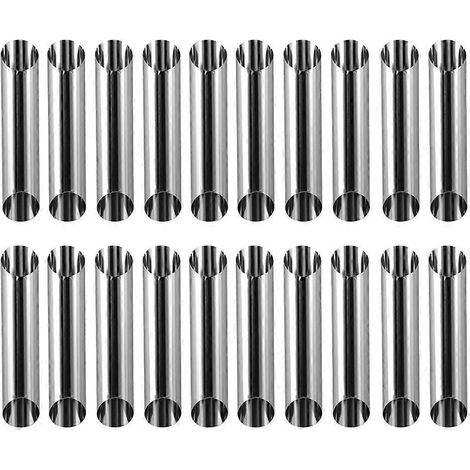 Lot de 20 moules à pain domestiques bidirectionnels en acier inoxydable, grands tubes à vis, moules à croissants, tubes creux pour la fabrication de pain et de pâtisseries à la maison-12.5X2.7CM-Silve
