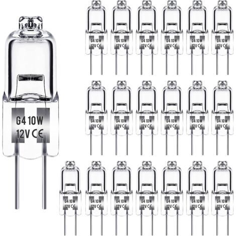 Green Mobility-Ampoule Halogene G4 12V 10W, Ampoule G4, Ampoule Halogène Dimmable G4, 2800K blanc chaud,Pas de Scintillement, Base G4 BI-pin Capsule Transparente pour Lustres en Cristal, 20 Pièces (1/5)