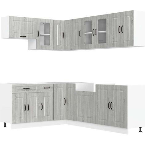 Maison Exclusive - Set Mobili da Cucina 11 pz Kalmar Grigio Sonoma in Truciolato