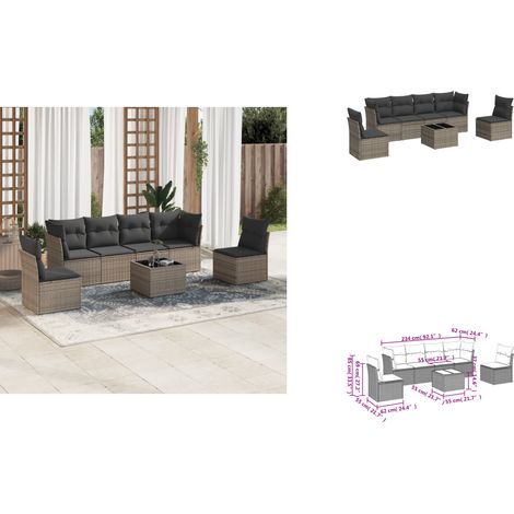 Salon de jardin avec coussins 7 pcs gris résine tressée - Ensemble Salon De Jardin - Mobilier De Jardin - Salon De Jardin Design - Meubles De Jardin Résistants - Set Salon De Jardin (1/3)