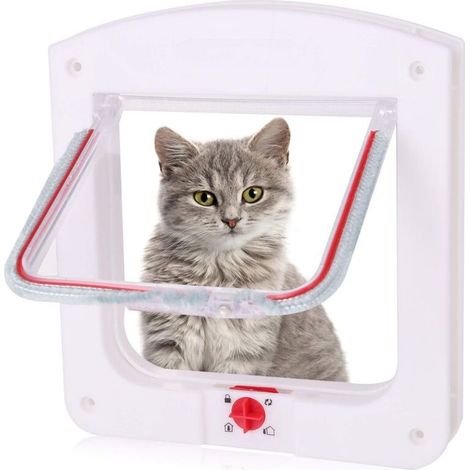 1 chatière à fermeture magnétique à 4 voies pour chats, grands chiens 22 x 20 x 3 cm, porte pour chien/chat/chatière pour animaux de compagnie, fenêtre murale intérieure, fermeture magnétique intérieu (1/5)