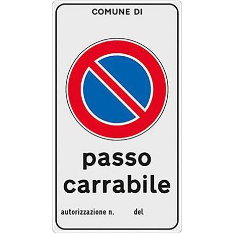 CARTELLO 'PASSO CARRABILE' cm 45 x 25