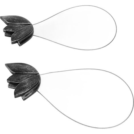 Lot de 2 embrasses de rideaux d'intérieur, motif floral gravé, pour salon et chambre, noir (1/5)