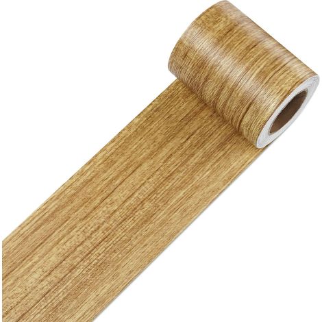 Selbstklebende Bordüre in Holzoptik – 1 Rolle – wasserfestes PVC – Wanddekoration – Küche, Bad – 7,6 x 1500 cm (1/5)