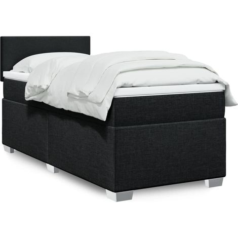 Boxspringbett mit Matratze Schwarz 100x200 cm Stoff