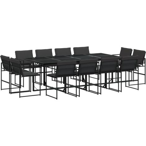 Maison Exclusive - 13-tlg. Garten-Essgruppe mit Kissen Schwarz Te