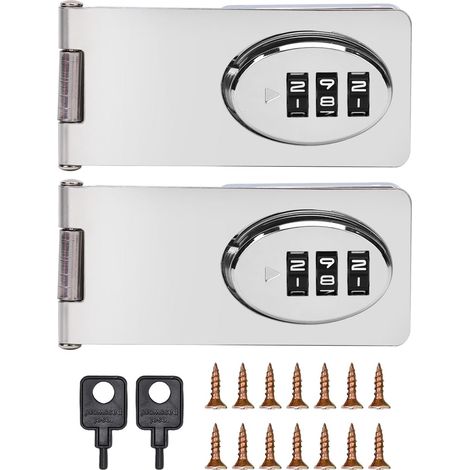 Serrure à combinaison à 3 chiffres - Serrure de sécurité pour porte coulissante et double - Pour petites portes, armoires, porte de grange, salle de bain, extérieur, garage, jardin (1/5)