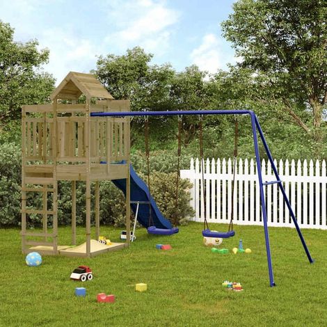 Équipement de jeu extérieur : Bleu, Vert, Orange et Rouge Acier et plastique jeu extérieur enfant, aire de jeu jardin, balançoire enfant , pour jardin, usage domestique , enfant 3-8 ans (1/5)