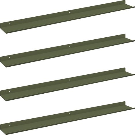 Estante flotante 4 pcs Verde Oliva 80 x 9 x 2,5 cm Acero vidaXL