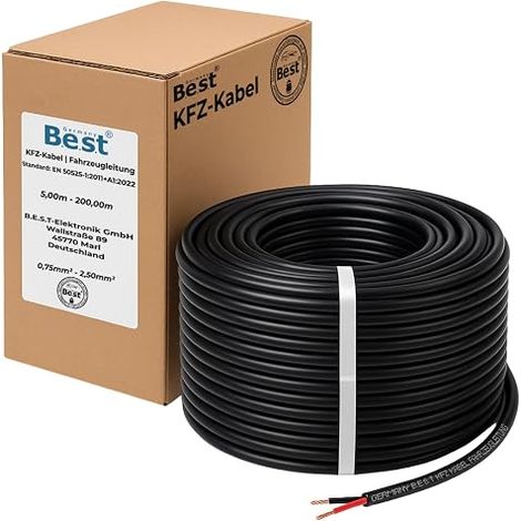 Cable de coche 2 x 1,5 mm² 50 m Cable plano para vehículo Cable de alimentación de 2 pines para coche, remolque, camper, barco, cable de remolque, cable eléctrico (1/5)