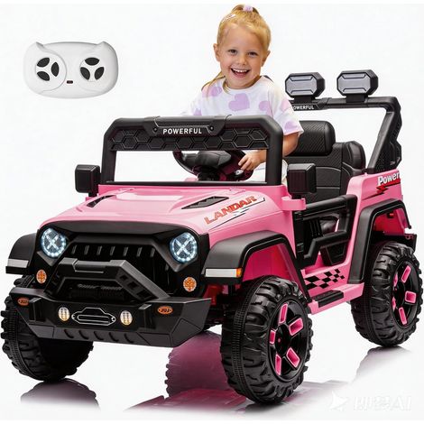 GARVEE Elektroauto für Kinder 12V 7Ah, ferngesteuertes Kinderauto mit 2 Fahrmodi, Musik & LED-Licht, kinder elektroauto ab 1 Jahr, Geburtstagsgeschenk,  Rosa (1/5)