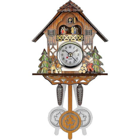 cuckoo Wall Clock Chime Alarm Clock Retro Clock Wooden Living Room Clock (1/4)