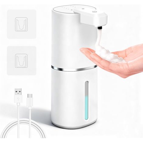 LEDANDER Dispenser di sapone schiumogeno a parete — Con sensore automatico (4 livelli regolabili) — Impermeabile — Ideale per bagni e cucine (1/5)
