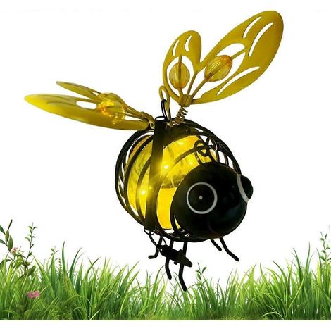Guirlande lumineuse solaire suspendue abeille décoration jardin LED étanche métal jaune (1/5)