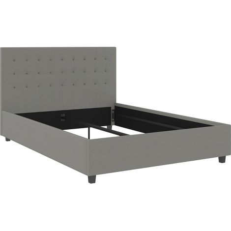 Lit en tissu gris clair 140x200