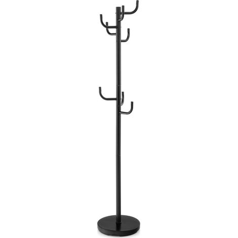 Appendiabiti in metallo 33,5 x 33,5 x 175 cm 8 ganci stabile design classico moderno metallo nero 200019208