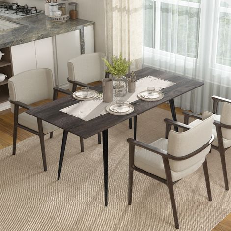 Tavolo da pranzo allungabile, tavolo estensibile per 6-8 persone, tavolo da cucina con gambe in acciaio massiccio (1/5)