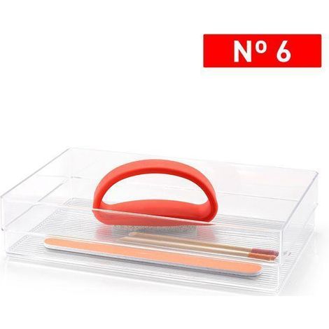 bandeja organizadora maquillajes transparente para cajon n.6 23x15x5 cms plasticforte