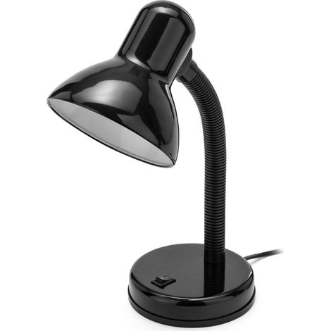 Lampe de Chevet, Lampe de Bureau Compacte à Bras Orientable, Ampoule E27 et LED 40W non Incluse, Lampe de Table de Nuit, Lecture, Chambre Enfant en Métal, Câble et Interrupteur, Noir (1/5)