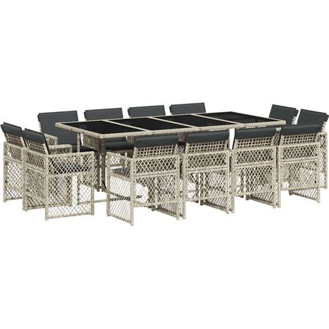 Maison Exclusive - Set da Pranzo da Giardino 13pz con Cuscini Grigio in Polyrattan