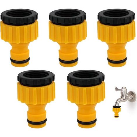 Wasserhahnanschluss 5 teilig Kupplung Kunststoff Wasserhahnanschluss Schlauchadapter Schlauchkupplung Gartenschlauchanschluss für Wasserhähne mit (1/5)