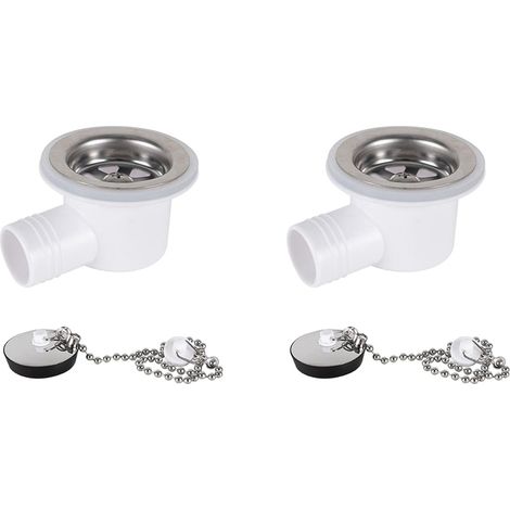 2X Bouchon de Vidange D'Évier à Angle Droit, Bouchon de Vidange D'Évier, Filtre de Vidange de Lavabo pour Camping-Car, Bateau, Sans Tube (1/5)