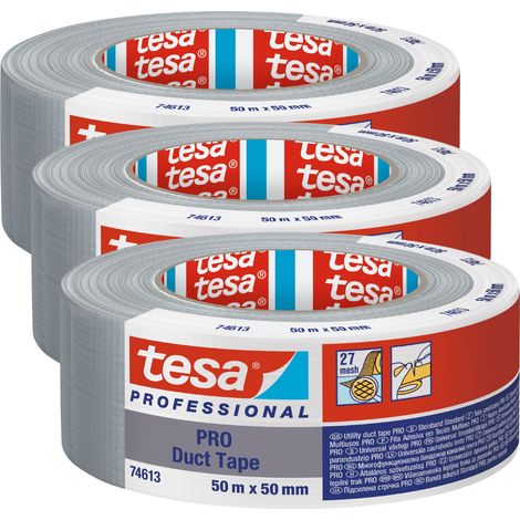 Cinta adhesiva TESA DUCT TAPE plateada, impermeable, para reparación de tela, 50 m x 50 mm x 3