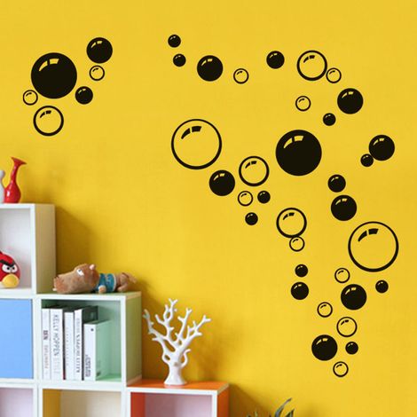 Sticker mural amovible Bulles Circle pour fenêtre, salon, décoration artistique à faire soi-même (noir) (1/5)