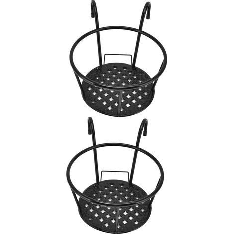 Set aus 2 schwarzen schmiedeeisernen Wandhalterungen zum Aufhängen von Pflanzen, Wandpflanzgefäße für Balkon und Wohnzimmer, ideal für Efeu und Grünlilie. (1/5)