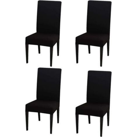 ensemble de chaises noires 4 pieces housse de chaise a dossier haut 383847cm moderne elastique et lavable convient pour la salle a manger et la cuisine (1/5)