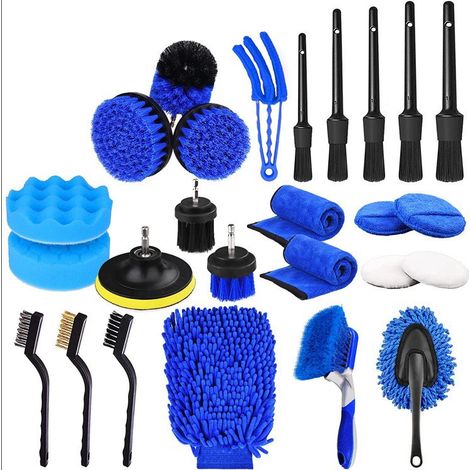 Kit Nettoyage Auto 26pcs Brosse Perceuse Détail Voiture Climatisation Ventilateur -Alovez-WCY