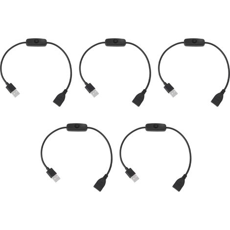 Interrupteur Marche/Arrêt 5PCS Câble Mâle/Femelle 2 Broches PVC avec Bouton pour Enregistreur de Conduite, Éclairage LED Noir (1/5)