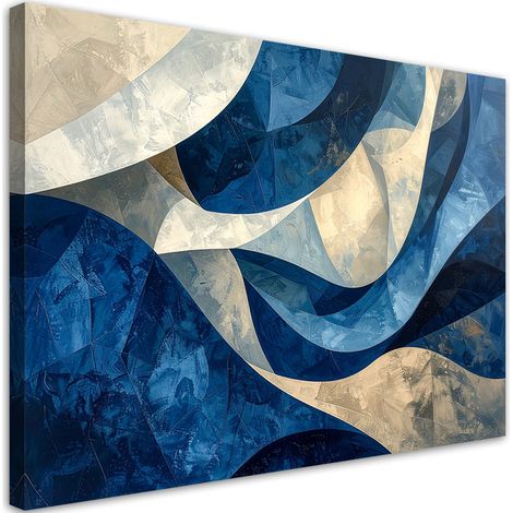 Stampe su Tela, Onde astratte blu e beige, 30x20 (1/5)