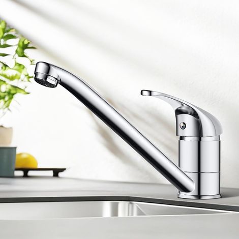 Robinet Cuisine Noir Monocommande, Mitigeur Cuisine Orientable à 360°, Robinets d'évier de Cuisine, Commande de Chaud et de Froid, Aciers Inoxydables (1/5)