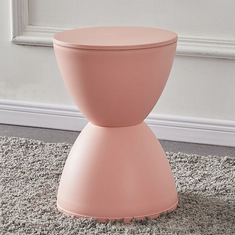 Tabouret rond en plastique, coin épais, roulement solide, moderne, petit pour la maison, rose