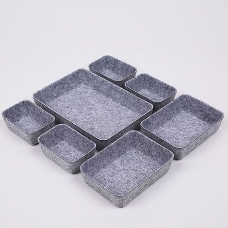 Pack of 7 systems of storage of drawers, gray clear, basket of storage washable in felt (1/4)