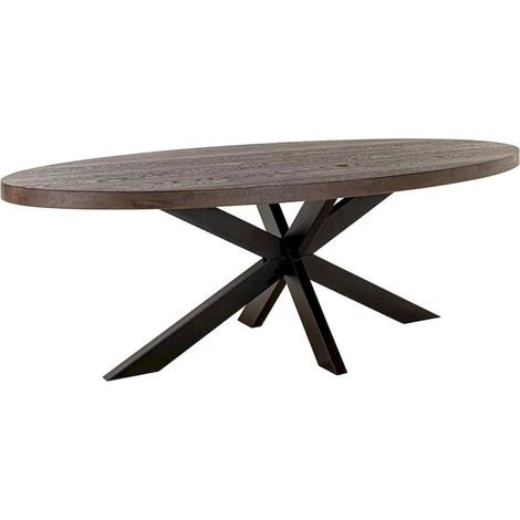 Table à manger ovale chêne foncé pied araignée noir - chêne foncé et pied noir (1/5)